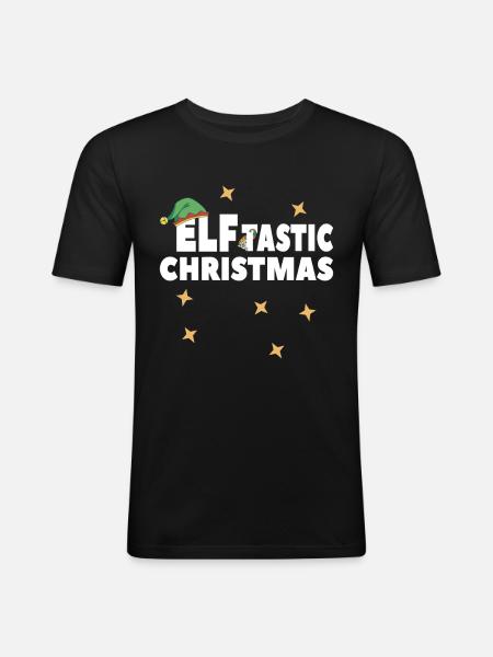 Christmas Elf Family Pajama Matching Holiday - Men's Slim Fit T-Shirt - black