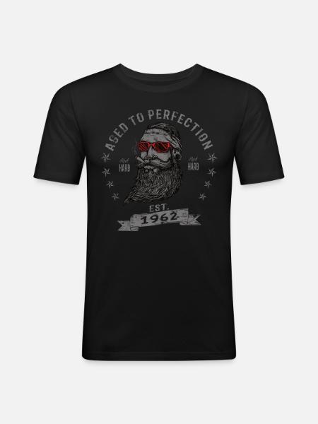 1962 Bursdag Eldret til perfeksjon Old Man - Slim Fit T-skjorte for menn - svart