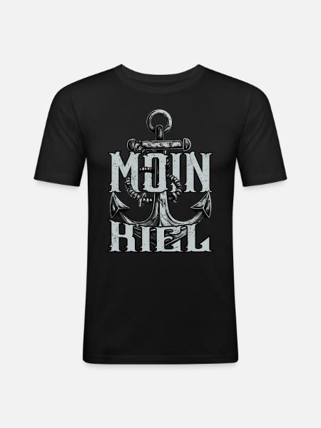 Moin Kiel - Männer Slim Fit T-Shirt - Schwarz