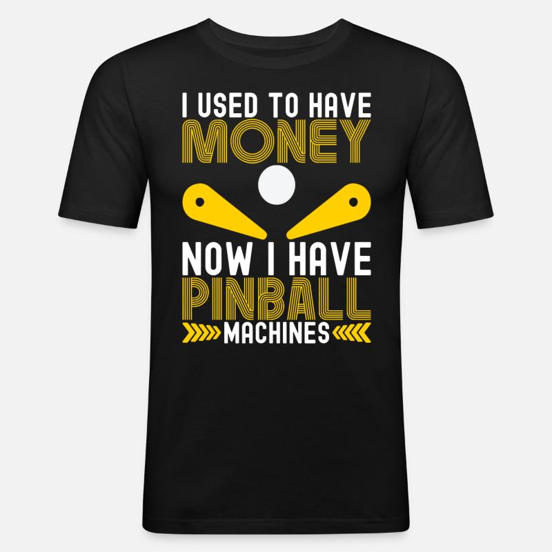 Pinball Flipper - Männer Slim Fit T-Shirt - Schwarz