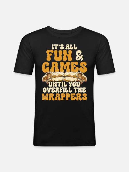 Lumpia Overfill - Männer Slim Fit T-Shirt - Schwarz