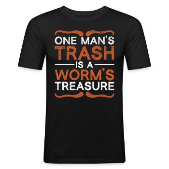 Élevage de vers Éleveurs de vers Vermiculture - T-shirt près du corps Homme - noir - Devant - Nik (191cm)