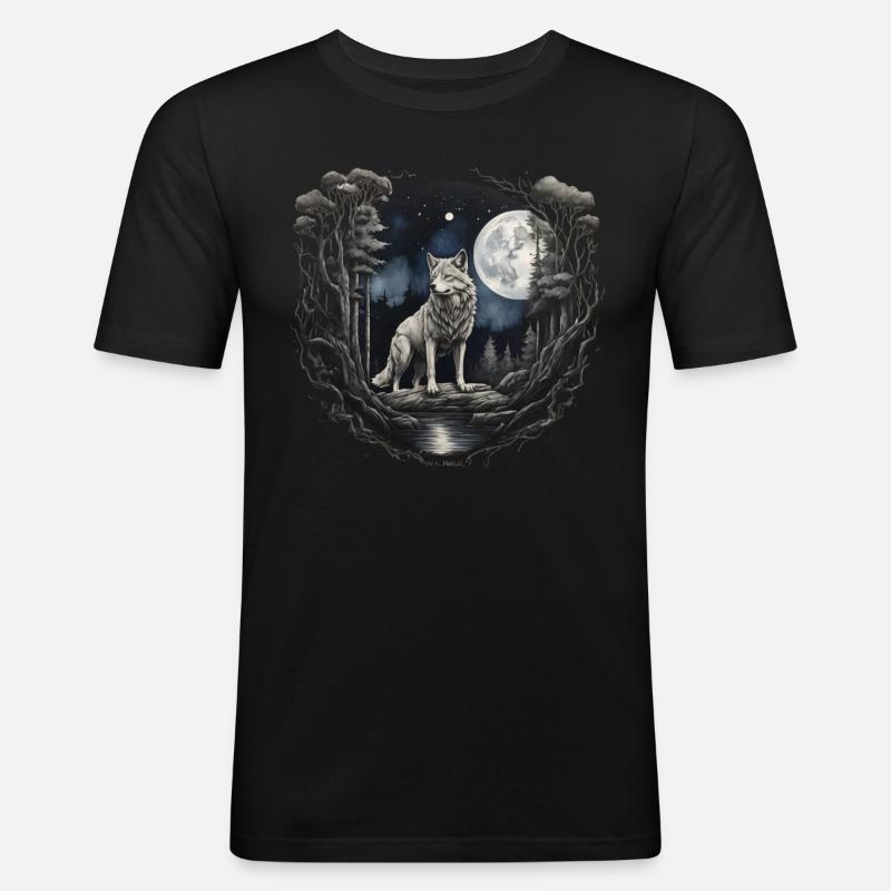 Lobo2-KARTON - Männer Slim Fit T-Shirt - Schwarz