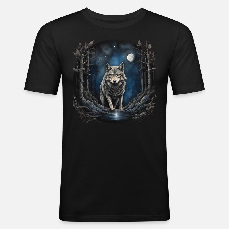 Lobo3-KARTON - Männer Slim Fit T-Shirt - Schwarz