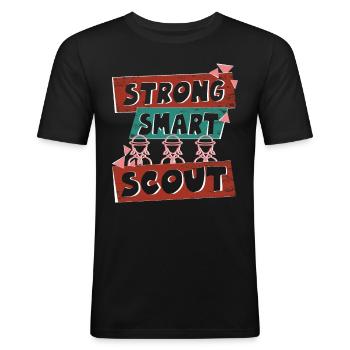 Starke, kluge Pfadfinder-Scoutmaster-Vibes - Männer Slim Fit T-Shirt - Schwarz - Vorne - Nik (191cm)