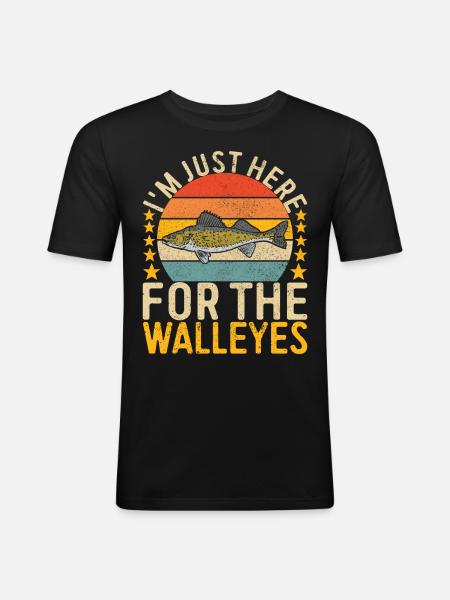 Walleye Fishing Angler - Men's Slim Fit T-Shirt - black