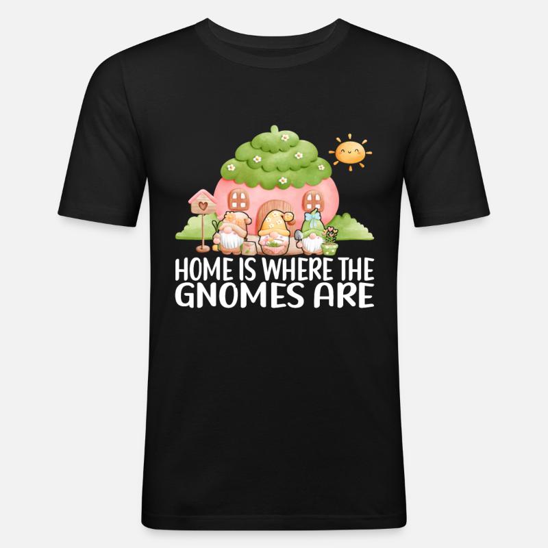 Gartenzwerge Gartenarbeit - Männer Slim Fit T-Shirt - Schwarz