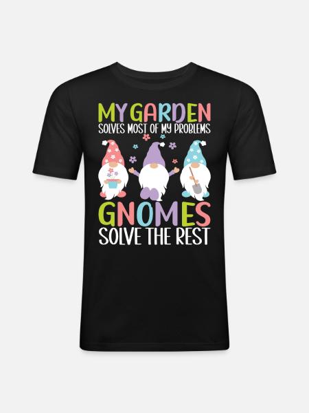 Gartenzwerge Gartenarbeit - Männer Slim Fit T-Shirt - Schwarz