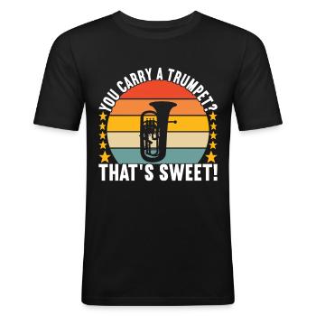 Euphonium Euphoniumspieler - Männer Slim Fit T-Shirt - Schwarz - Vorne - Nik (191cm)