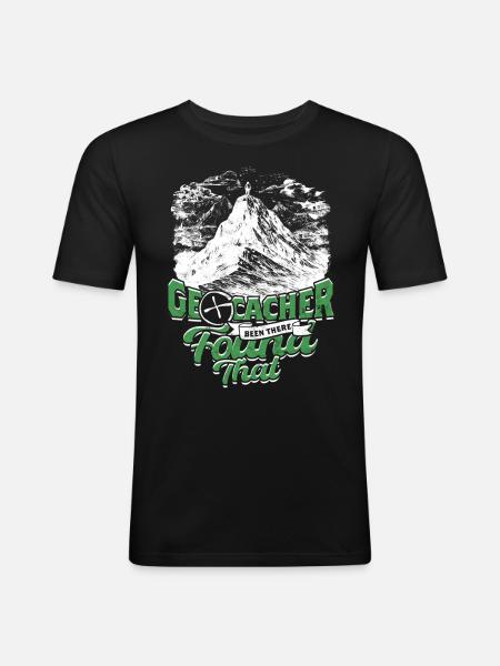 Geocache - Männer Slim Fit T-Shirt - Schwarz