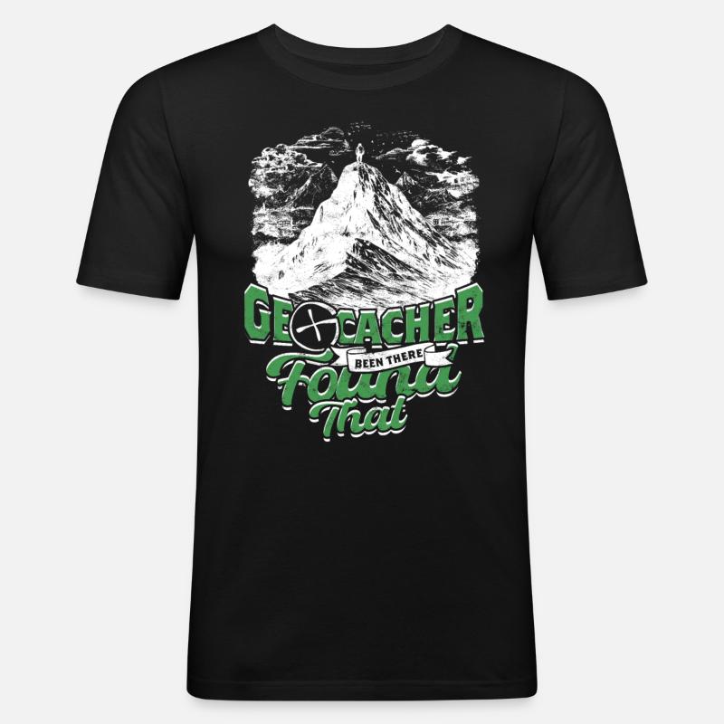 Geocache - Männer Slim Fit T-Shirt - Schwarz