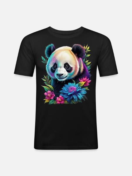 Panda - T-shirt près du corps Homme - noir