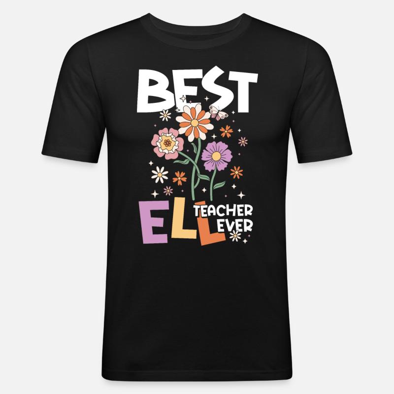 Bester Englischlehrer Englischlehrerin - Männer Slim Fit T-Shirt - Schwarz