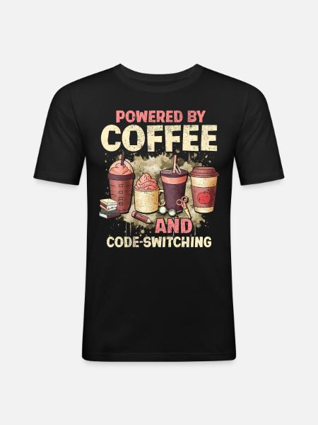 Englischlehrer Englischlehrerin Kaffee - Männer Slim Fit T-Shirt - Schwarz