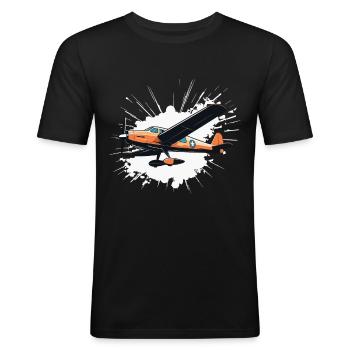 Model Airplane Pilot Airplane Hobby Airplane - Men's Slim Fit T-Shirt - black - Front - Nik (191cm)