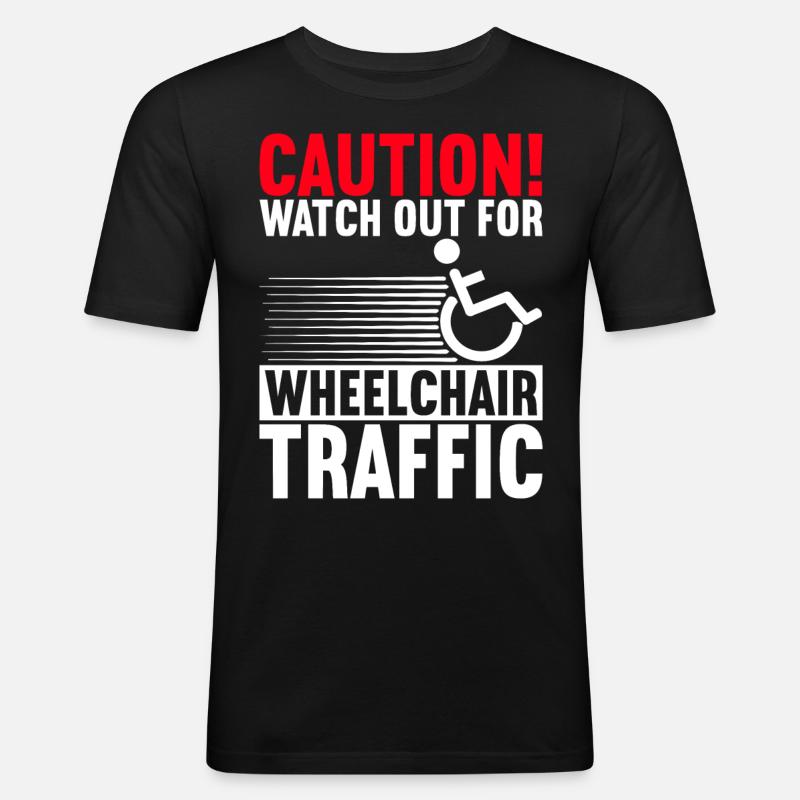 Rollstuhlfahrer Rollstuhl - Männer Slim Fit T-Shirt - Schwarz