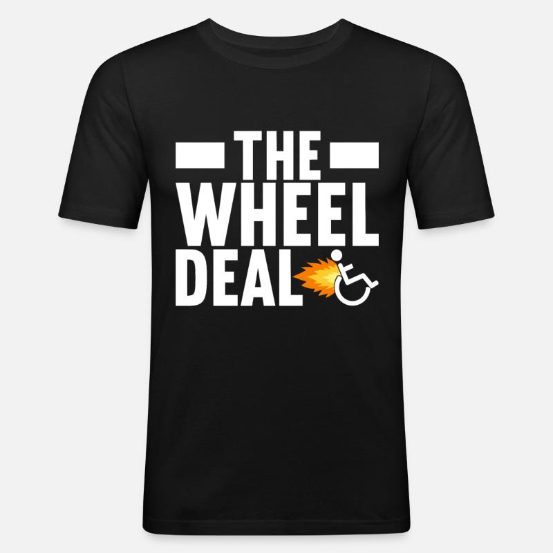 Rollstuhlfahrer Rollstuhl - Männer Slim Fit T-Shirt - Schwarz