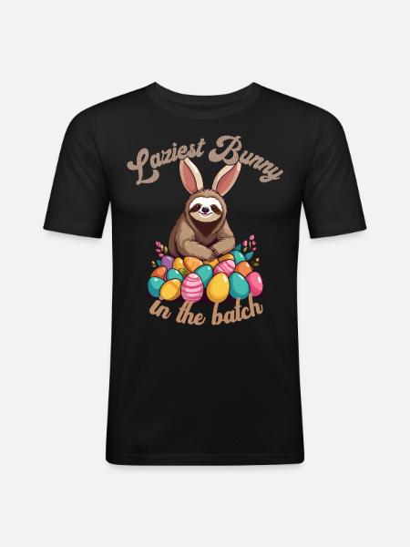 Lustiger Spruch Süßes Osterfaultier Faultier - Männer Slim Fit T-Shirt - Schwarz
