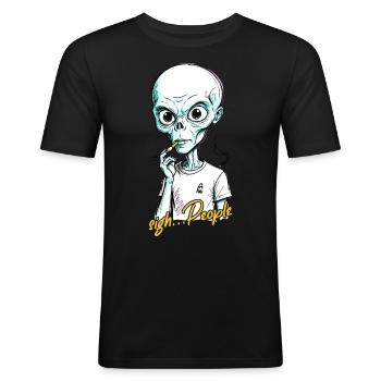 Lustiger Außerirdischer Spruch Zigarette Rauchend - Männer Slim Fit T-Shirt - Schwarz - Vorne - Nik (191cm)