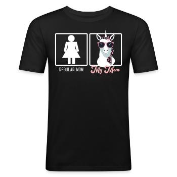 Lustiger Mutter Vergleich Einhorn Mama Design - Männer Slim Fit T-Shirt - Schwarz - Vorne - Nik (191cm)