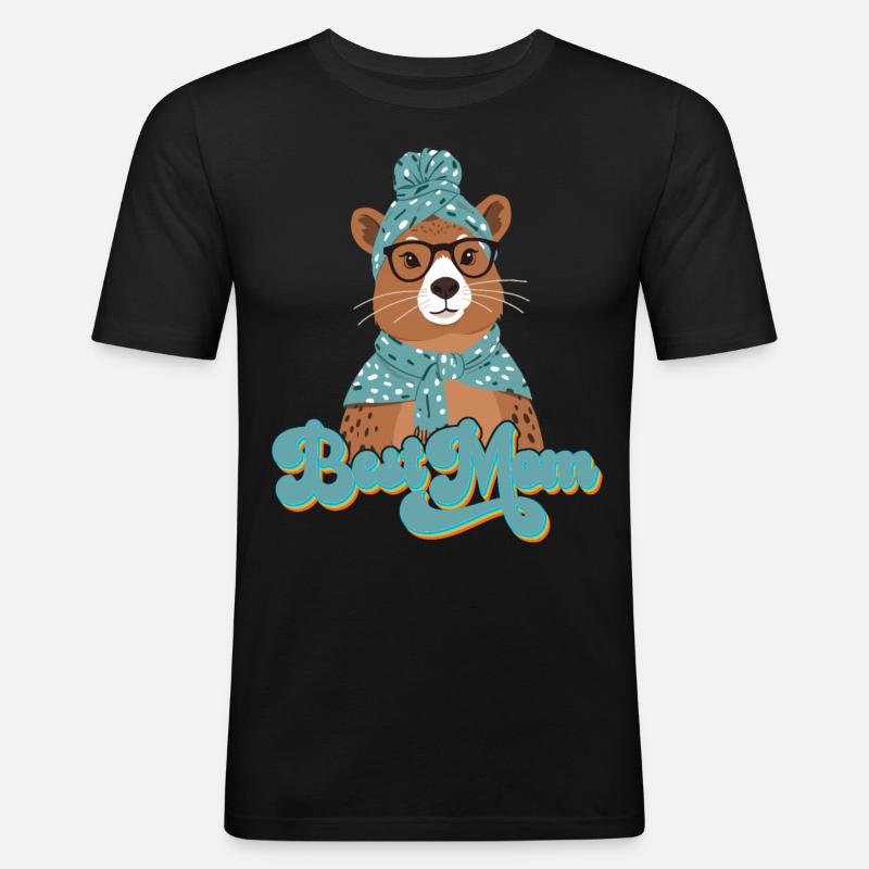 Capymama Lustige Capybara Mutter Liebe - Männer Slim Fit T-Shirt - Schwarz