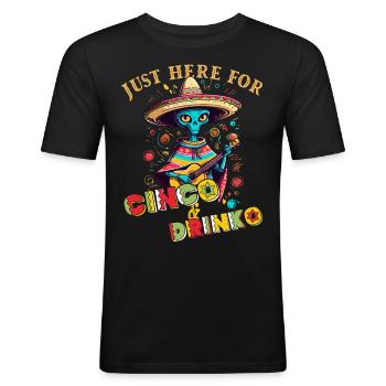 Fiesta Alien Spruch Lustiger Cinco de Mayo - Männer Slim Fit T-Shirt - Schwarz - Vorne - Nik (191cm)