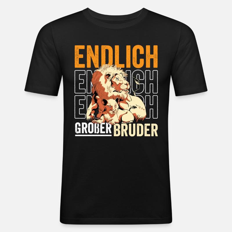 Kinder Großer Bruder Löwe - Männer Slim Fit T-Shirt - Schwarz