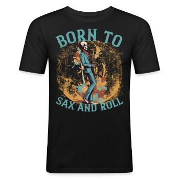 Saxophonist Rock Lustiges Jazz Musik Design - Männer Slim Fit T-Shirt - Schwarz - Vorne - Nik (191cm)