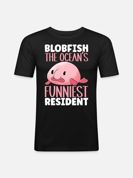 Süßer Blobfisch Hässlicher Fisch - Männer Slim Fit T-Shirt - Schwarz