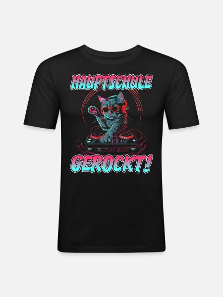 Abschlussklasse | Quali | Hauptschule gerockt - Männer Slim Fit T-Shirt - Schwarz