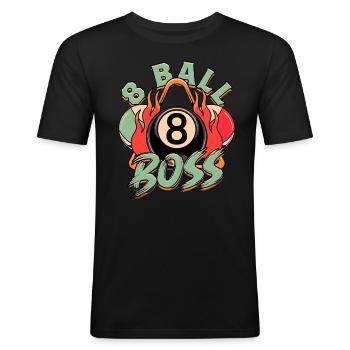 8-Ball Billard - Männer Slim Fit T-Shirt - Schwarz - Vorne - Nik (191cm)