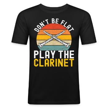 Clarinette Instrument à vent Clarinet - T-shirt près du corps Homme - noir - Devant - Nik (191cm)