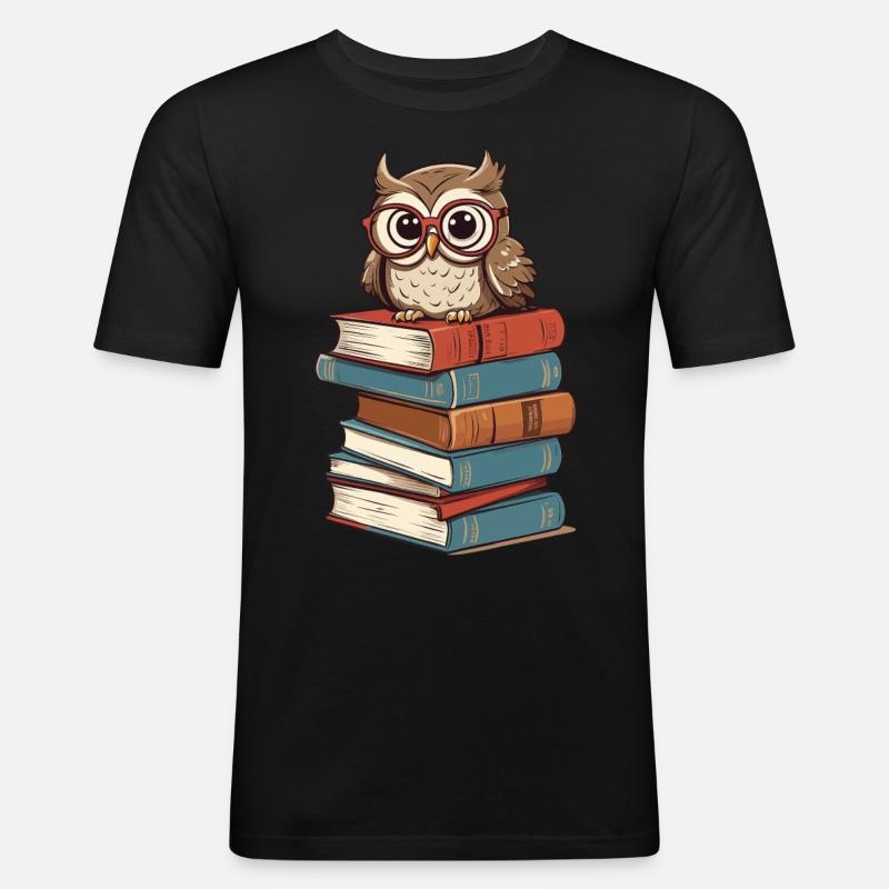 Bøger Ugle til ugleelskere og bogorme - Herre Slim Fit T-Shirt - sort