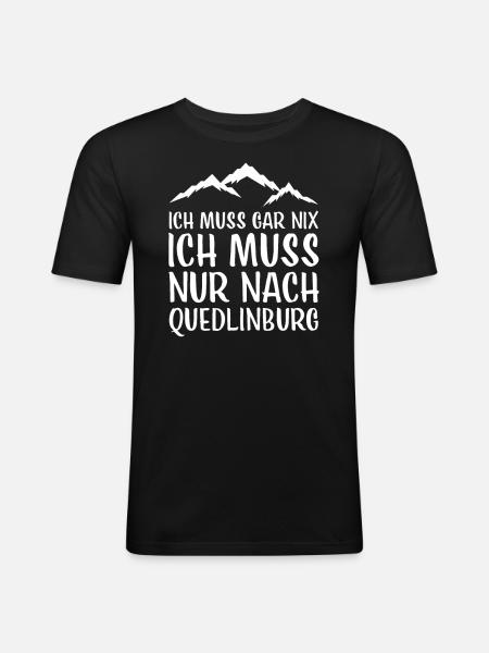 Quedlinburg I Harz Brocken Brockenbahn Walpurgis - Männer Slim Fit T-Shirt - Schwarz