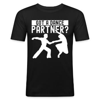 Ballsaal Tanz Ballsaaltänzer Gesellschaftstänzer - Männer Slim Fit T-Shirt - Schwarz - Vorne - Nik (191cm)