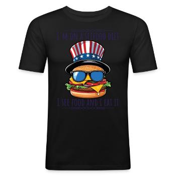 Funny Diet Slogan For BBQ Partys 4th Of July - Men's Slim Fit T-Shirt - black - Front - Nik (191cm)
