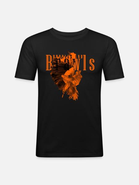 Kampffisch Bubbles And Brawls - Männer Slim Fit T-Shirt - Schwarz