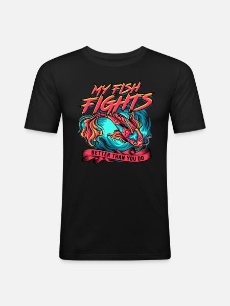 Betta Fish Siamese Betta - Men's Slim Fit T-Shirt - black