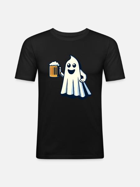 Funny Boozing Ghost Halloween Party - Men's Slim Fit T-Shirt - black
