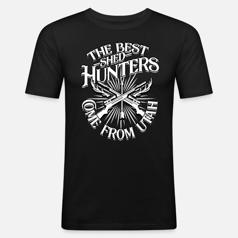 Geweih Geweihjagd Abwurfstangen - Männer Slim Fit T-Shirt - Schwarz