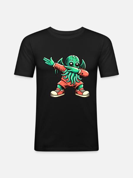 Funny Dabbing Cthulhu Dabbing Design - Men's Slim Fit T-Shirt - black