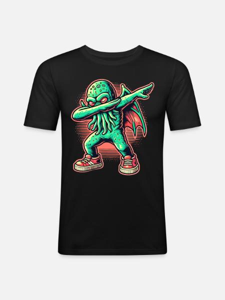 Funny Dabbing Cthulhu Dabbing Design - Men's Slim Fit T-Shirt - black