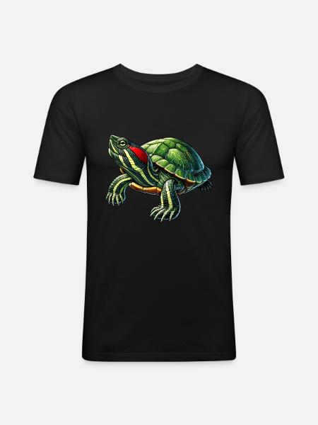 Turtle Red-eared Turtle - Men's Slim Fit T-Shirt - black