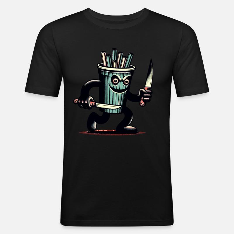 Scary Psycho Drinking Cup Drinks - Men's Slim Fit T-Shirt - black