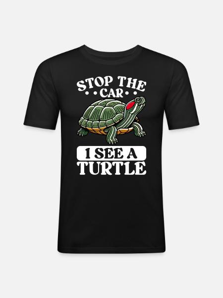 Turtle Red-eared Turtle - Men's Slim Fit T-Shirt - black