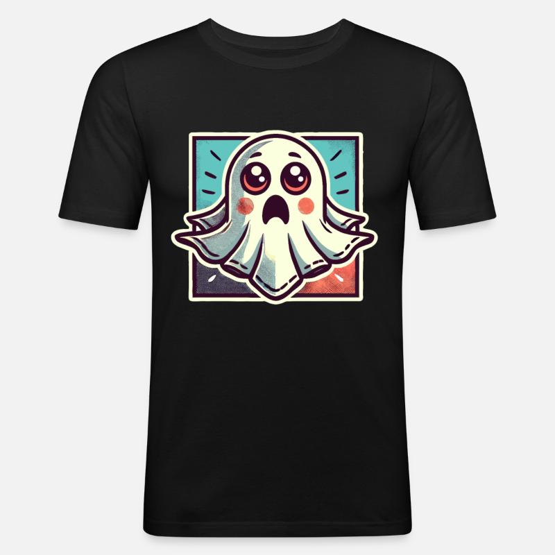 Scared Ghost Funny Ghost Design - Men's Slim Fit T-Shirt - black