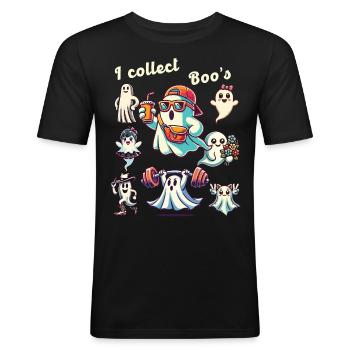 Lustiger Gespenster Sammler Vintage Retro Design - Männer Slim Fit T-Shirt - Schwarz - Vorne - Nik (191cm)