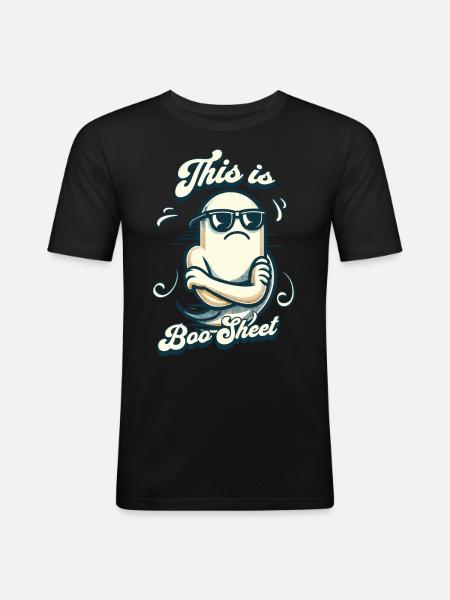 Funny Halloween Boo Sheet Ghost - Men's Slim Fit T-Shirt - black