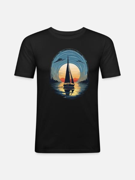 Sunset Sailboat Adventure Sea - Men's Slim Fit T-Shirt - black