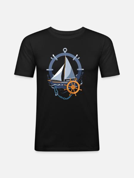 Maritime sailing adventure motif - Men's Slim Fit T-Shirt - black
